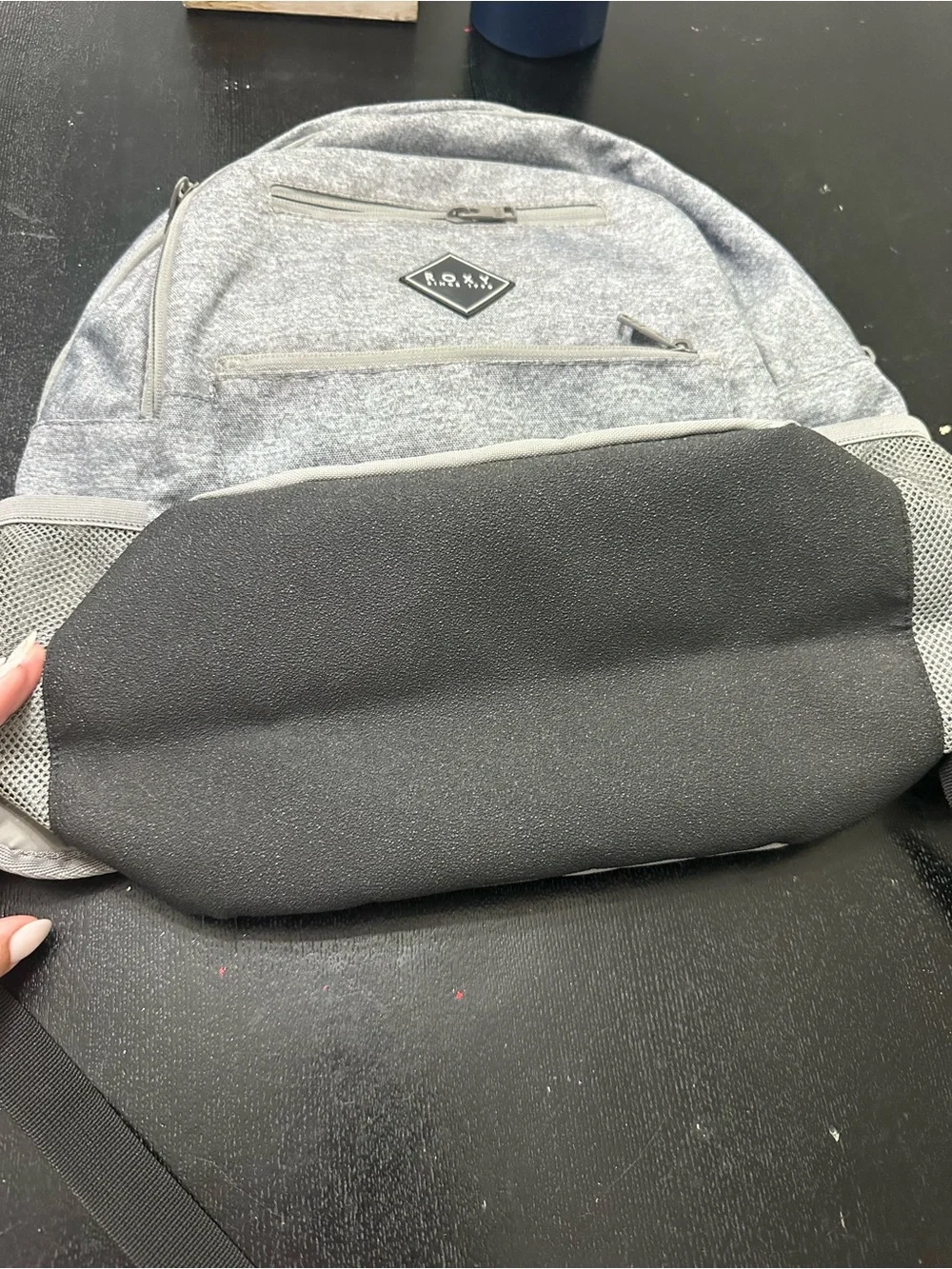 Roxy Light Gray Heather Backpack with Mesh Pockets